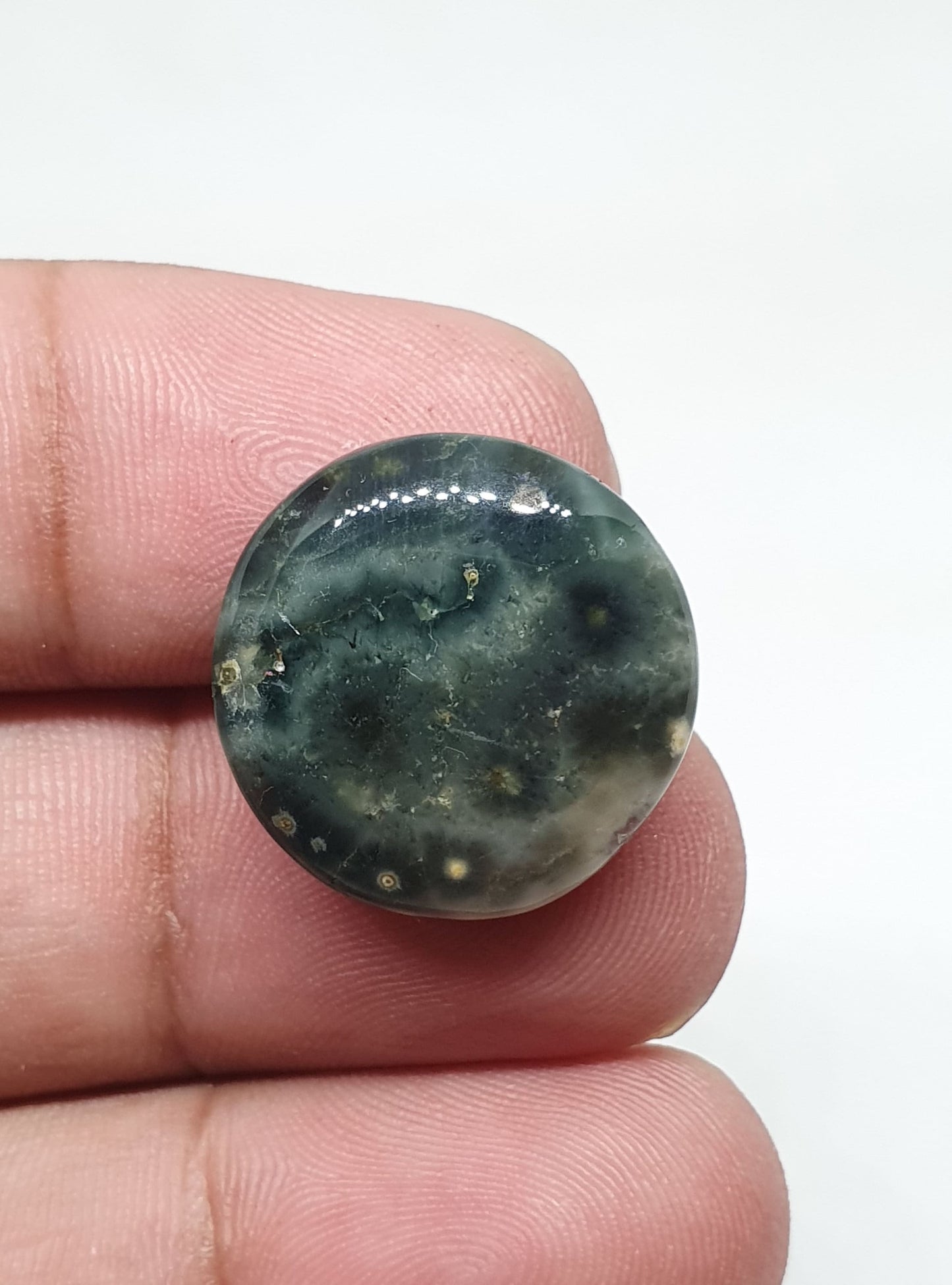 Round Ocean Jasper Cabochon, Handmade Gemstone (10 X 2 mm)