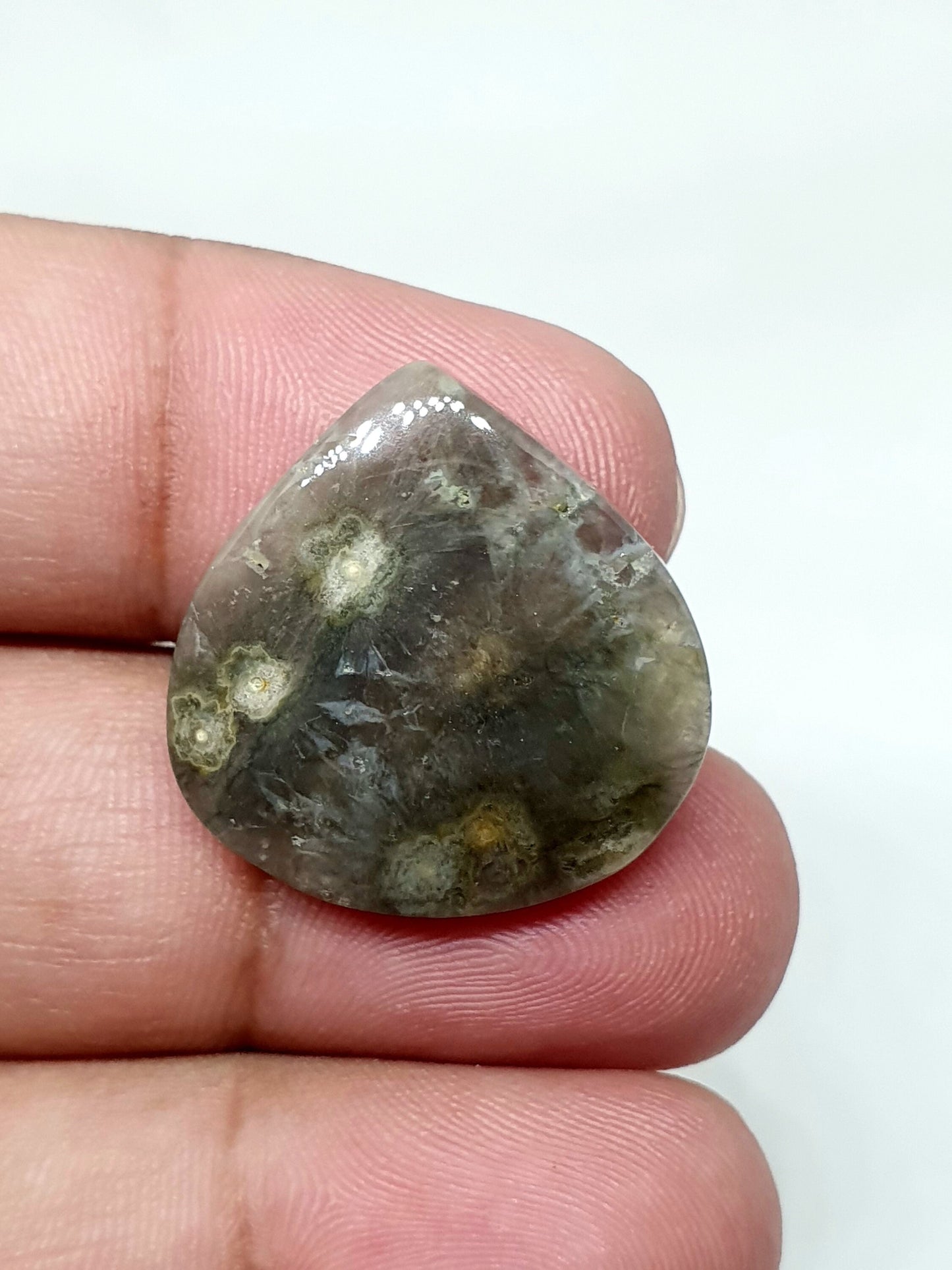 Triangle Ocean Jasper Cabochon: AAA Grade Gemstone, 24mm
