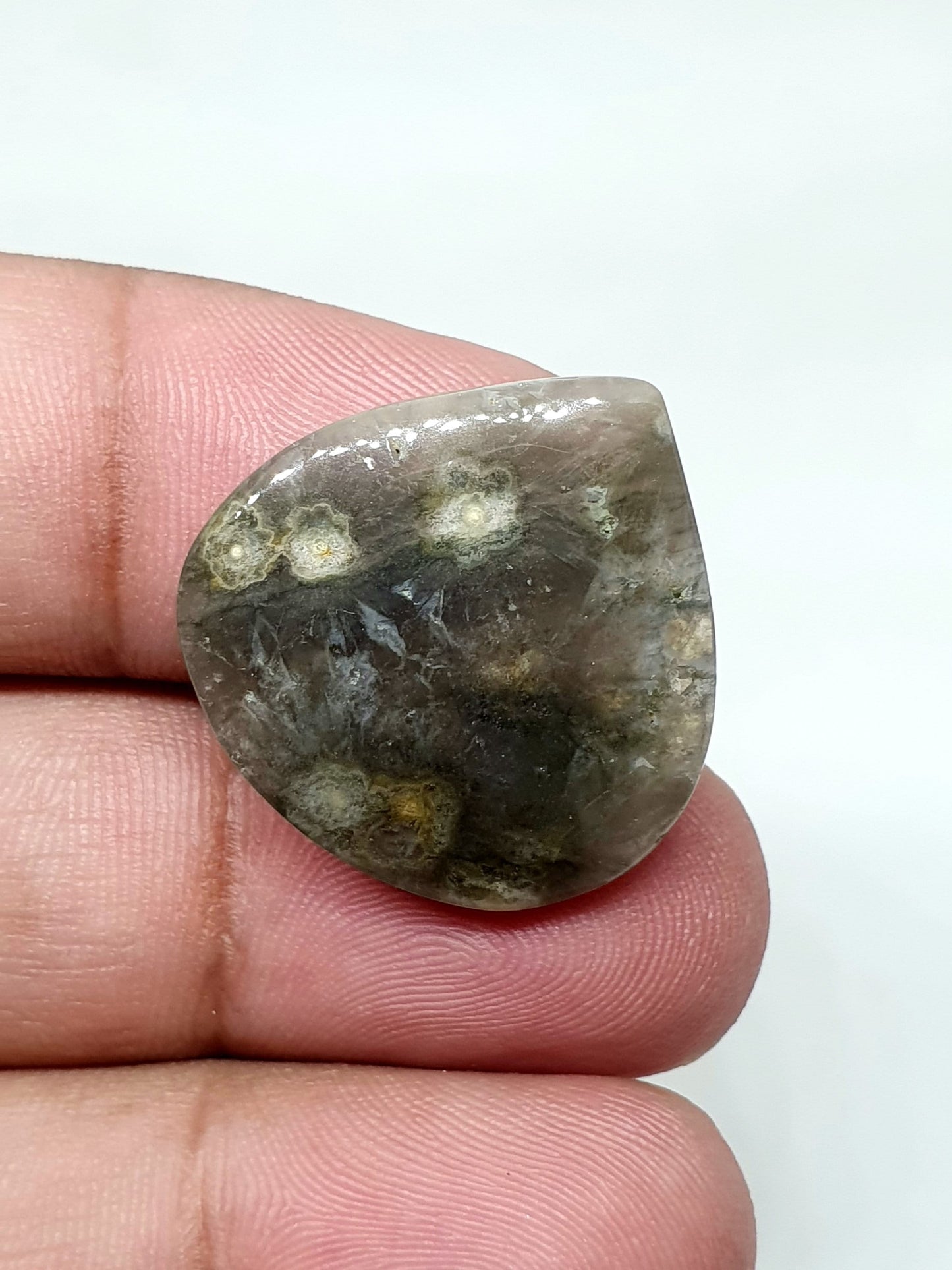 Triangle Ocean Jasper Cabochon: AAA Grade Gemstone, 24mm