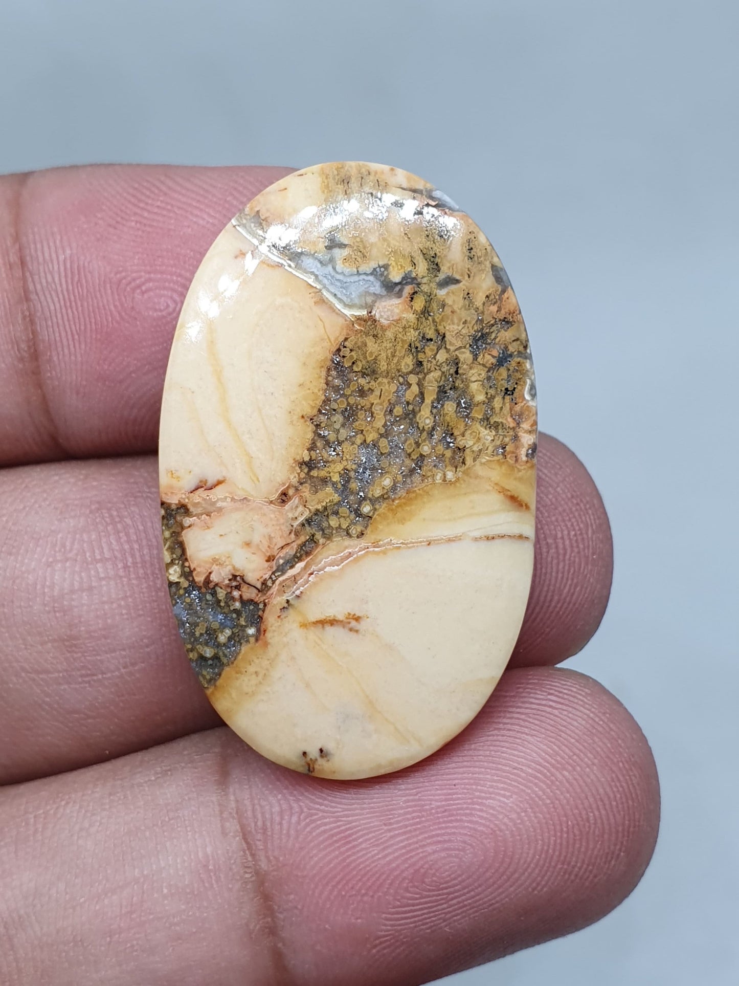 Maligano Jasper Cabochon, Oval Loose Gemstone (35 X 22 X 4mm)