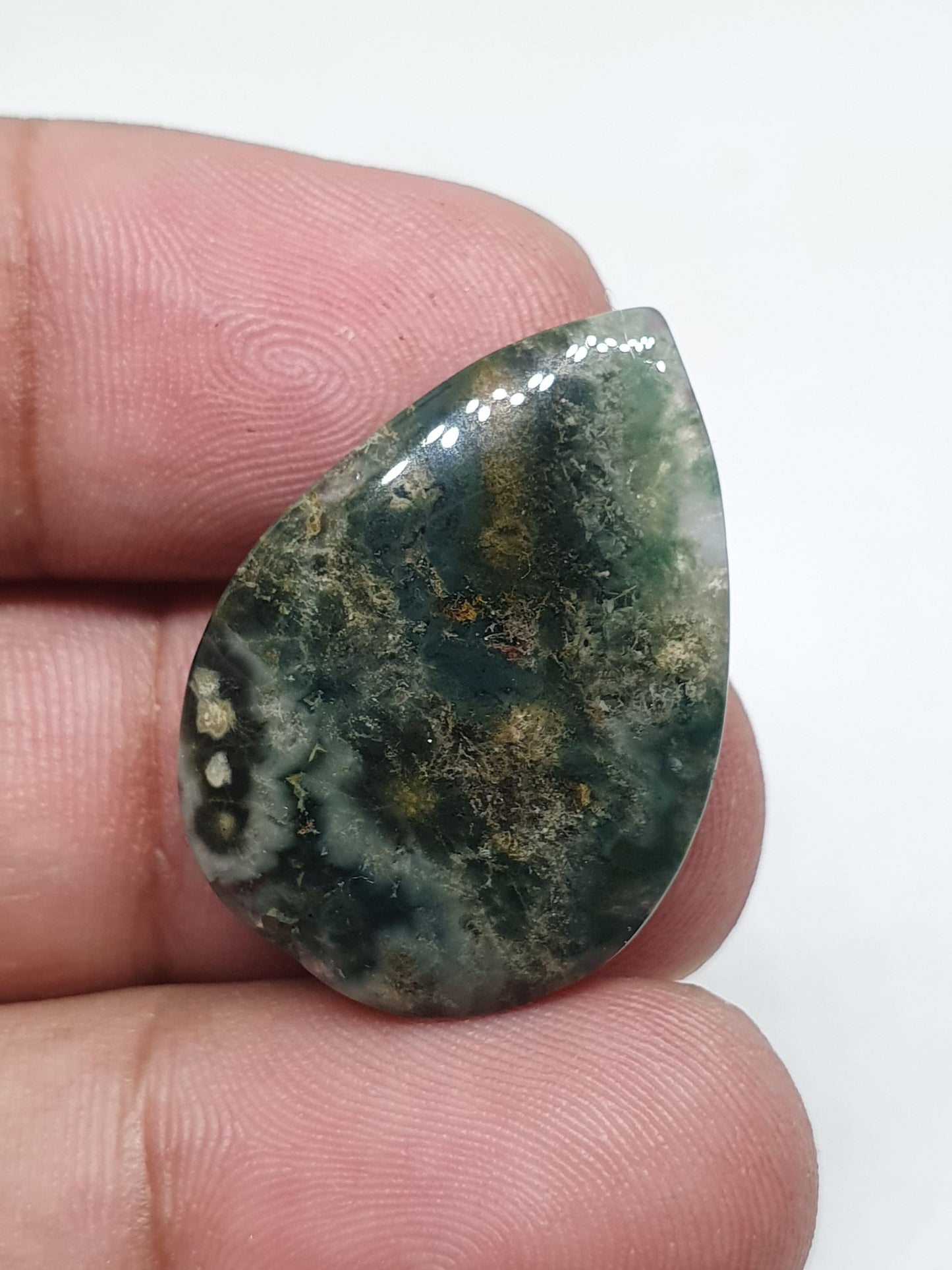 Tear Drop Ocean Jasper Cabochon, Handmade Gemstone (14 X 10 X 2 mm)