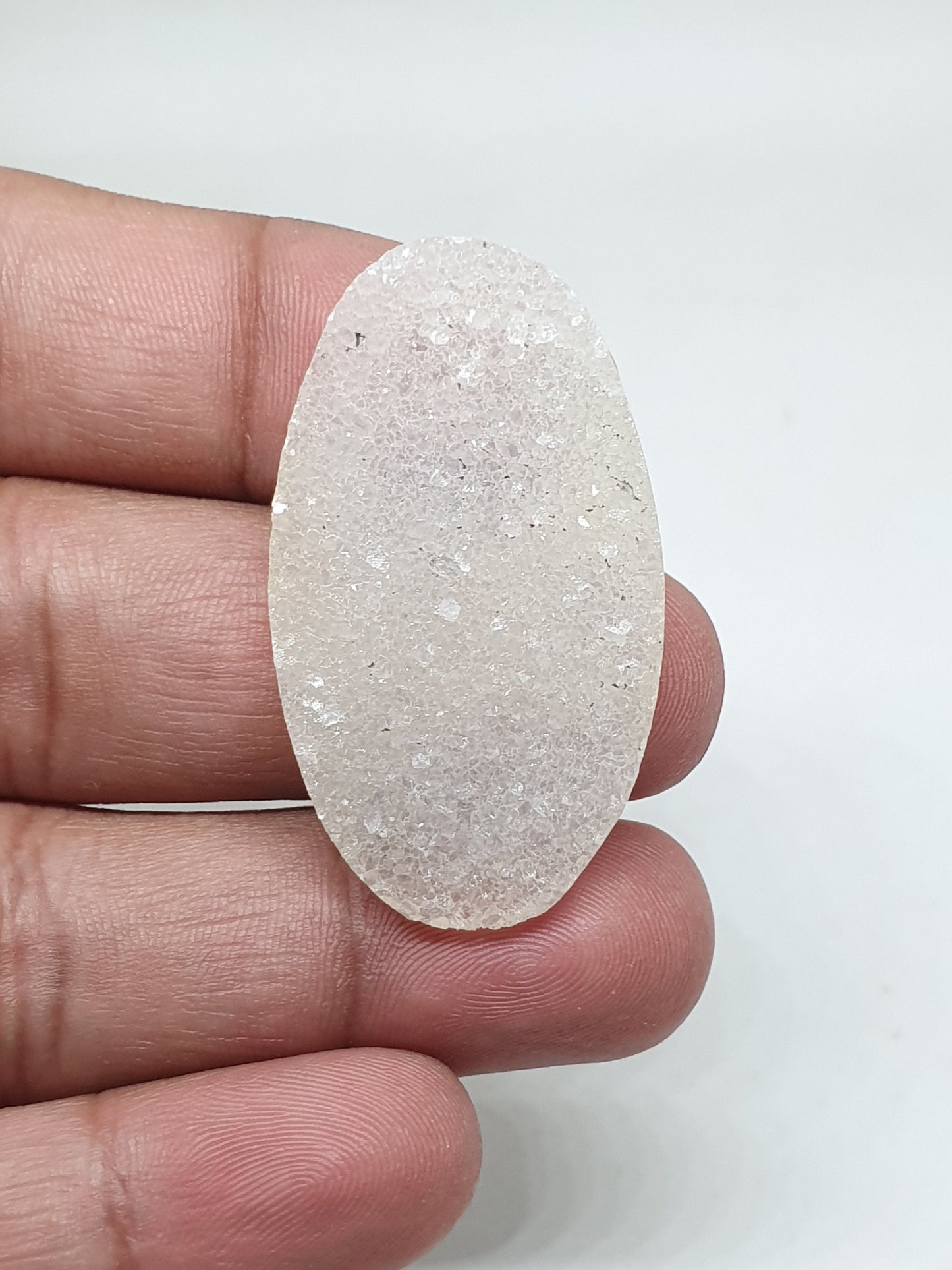 Polished Druzy Gemstone Pendant: Natural Crystal Slice (43x24x5mm, 39.40 Carat)