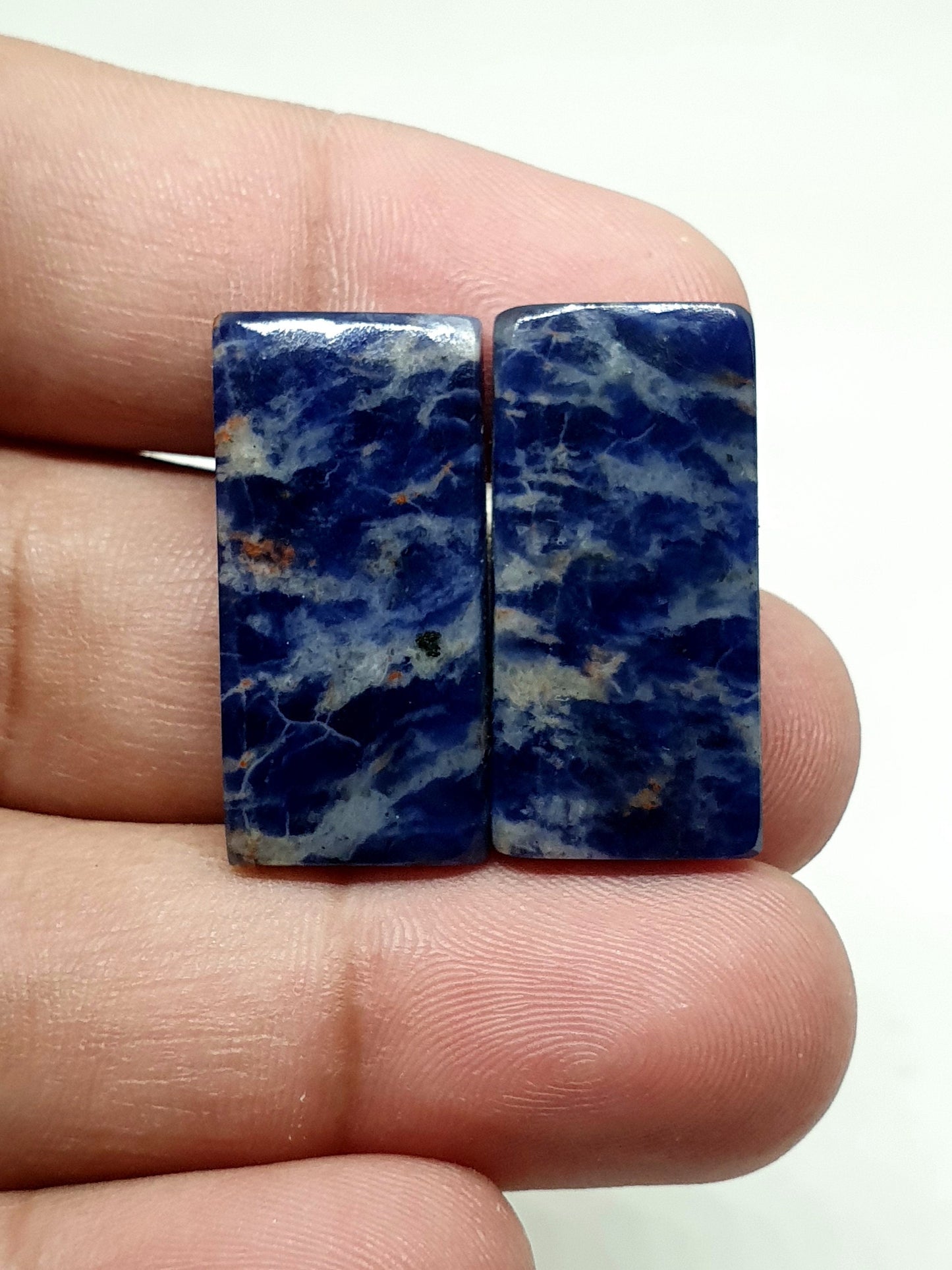 Sodalite Gemstone Cabochon Pair: AAA Quality Loose Stone