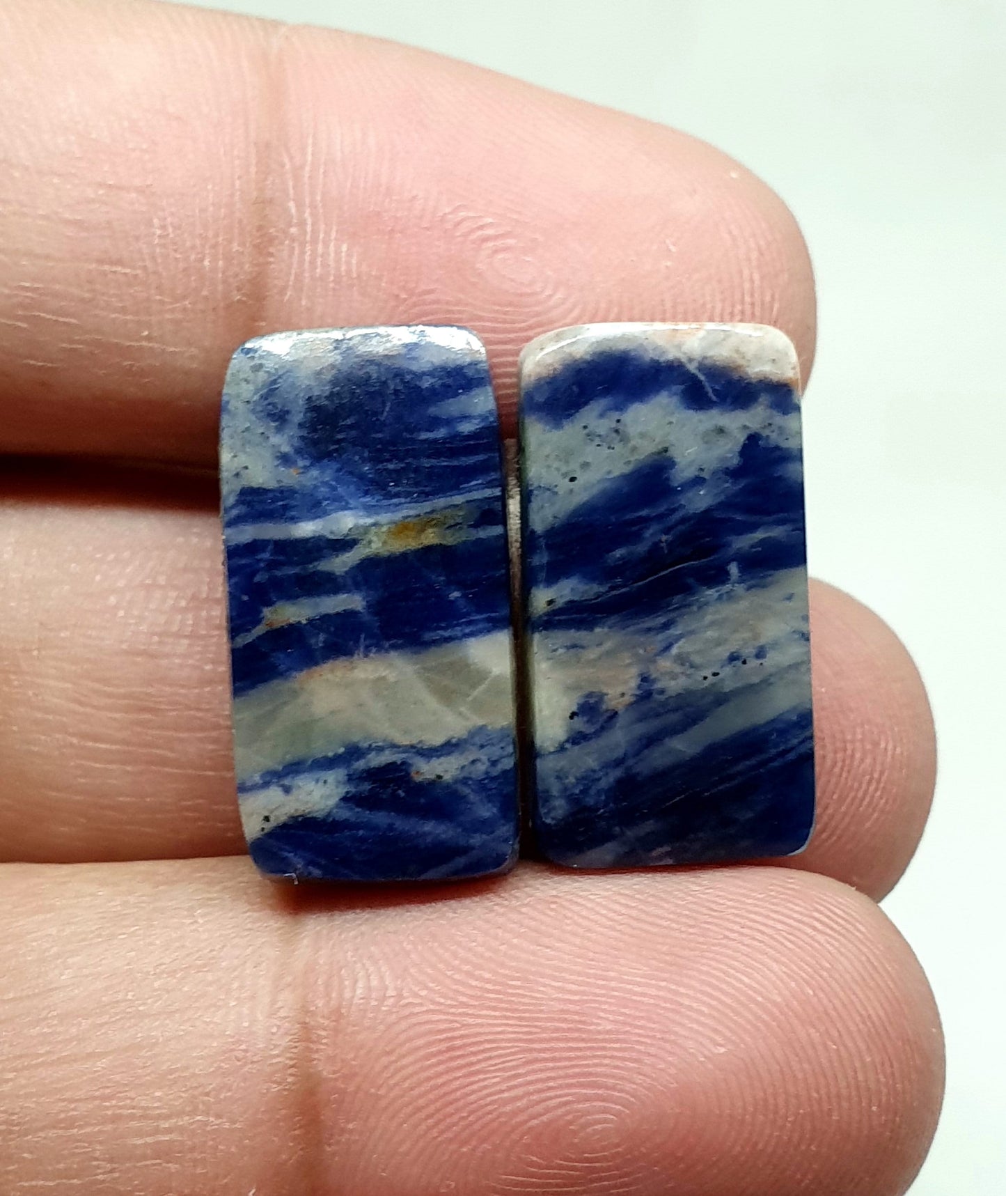 Sodalite Gemstone Cabochon Pair: AAA Quality Loose Stone