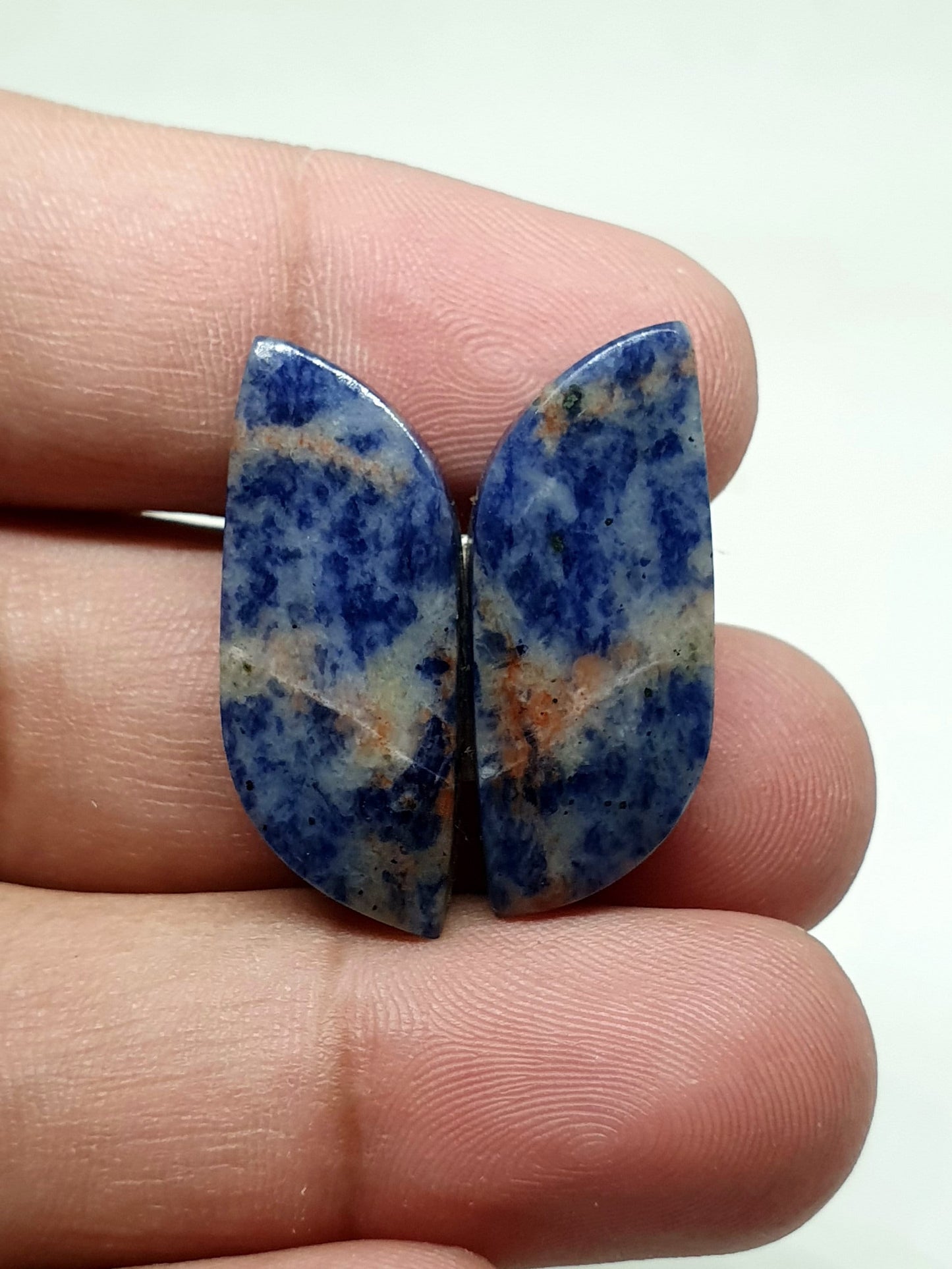 Sodalite Gemstone Cabochon Pair: AAA Quality Loose Stone