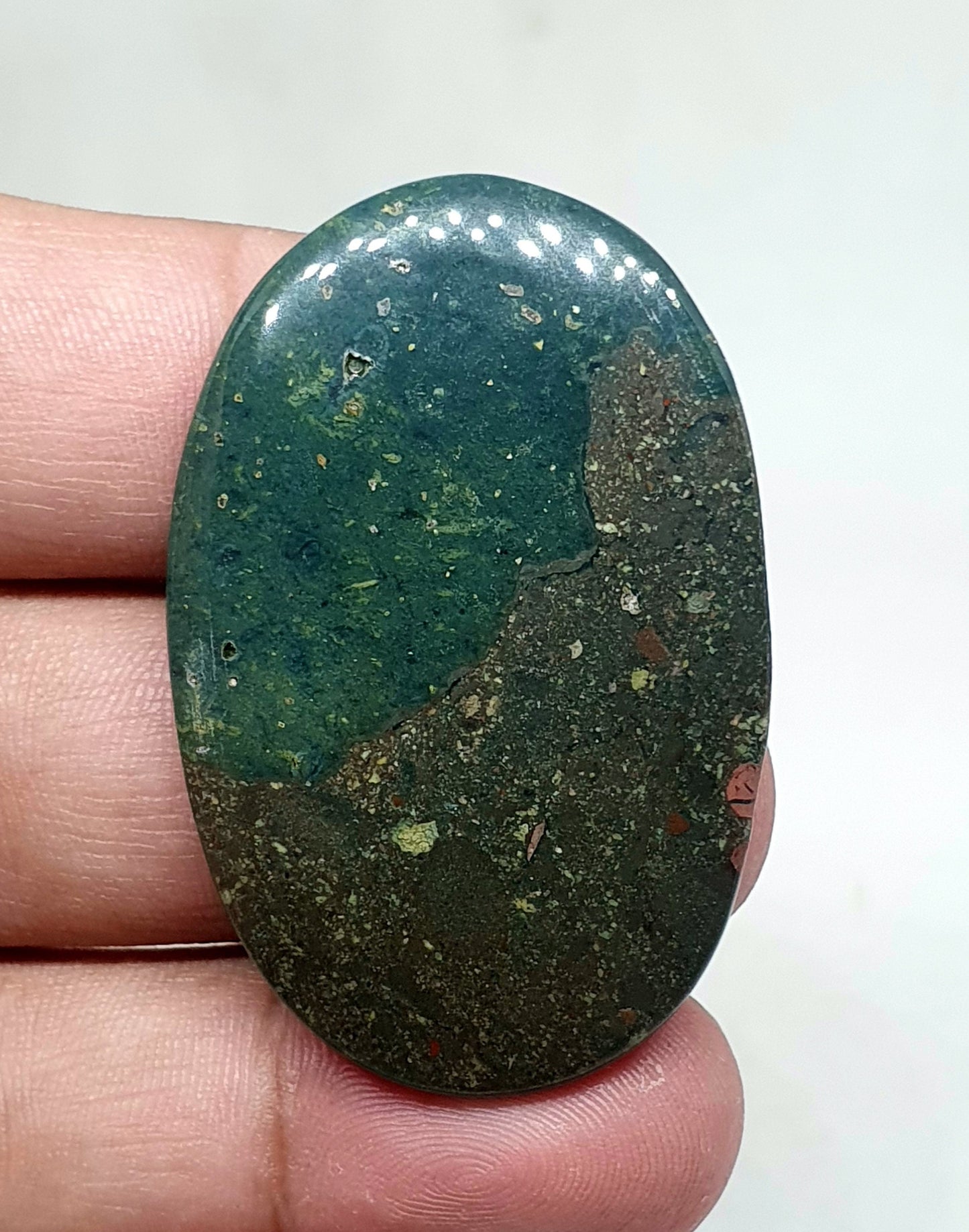 AAA Bloodstone Cabochon: Loose Green Jasper Palm Stone