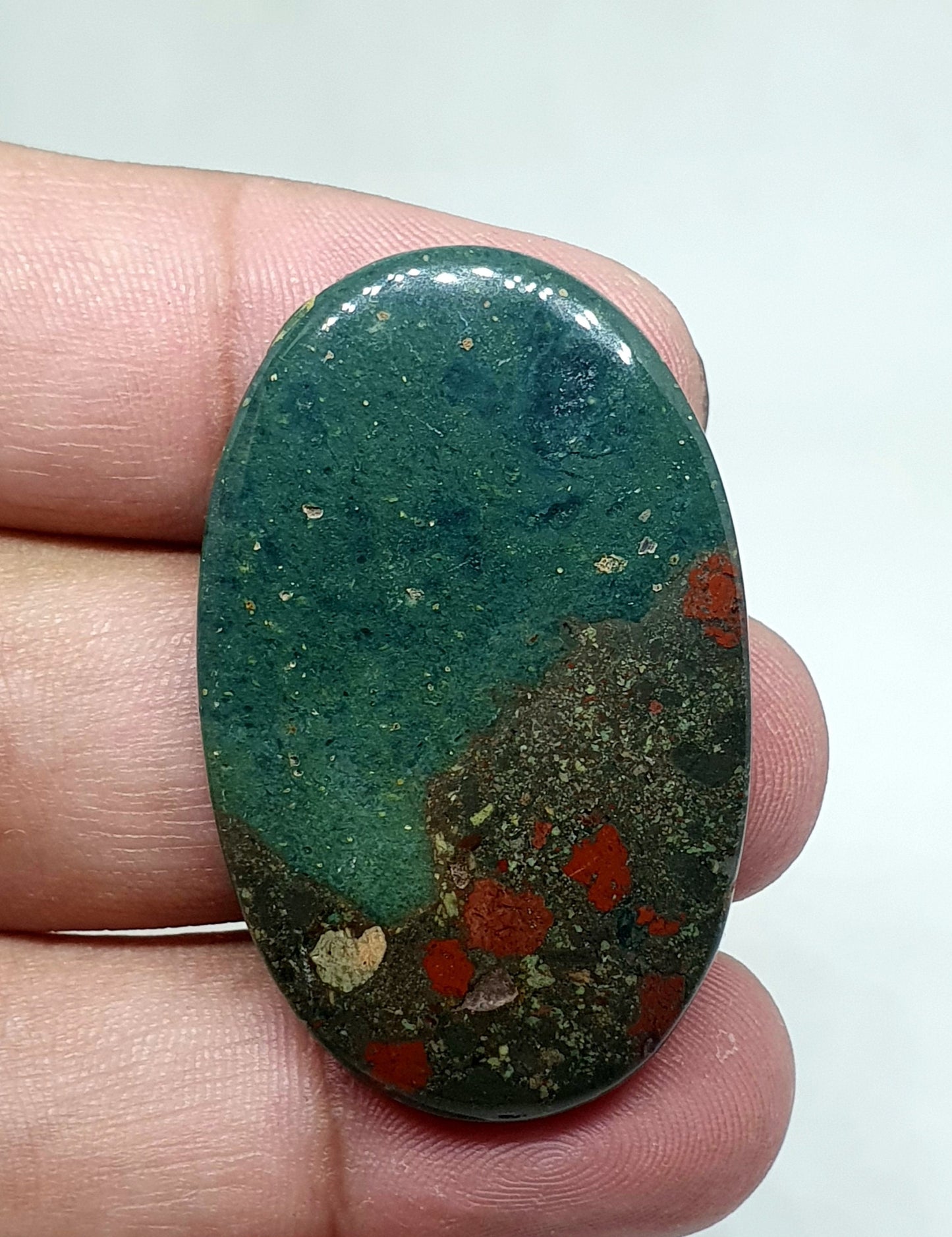 AAA Bloodstone Cabochon: Loose Green Jasper Palm Stone