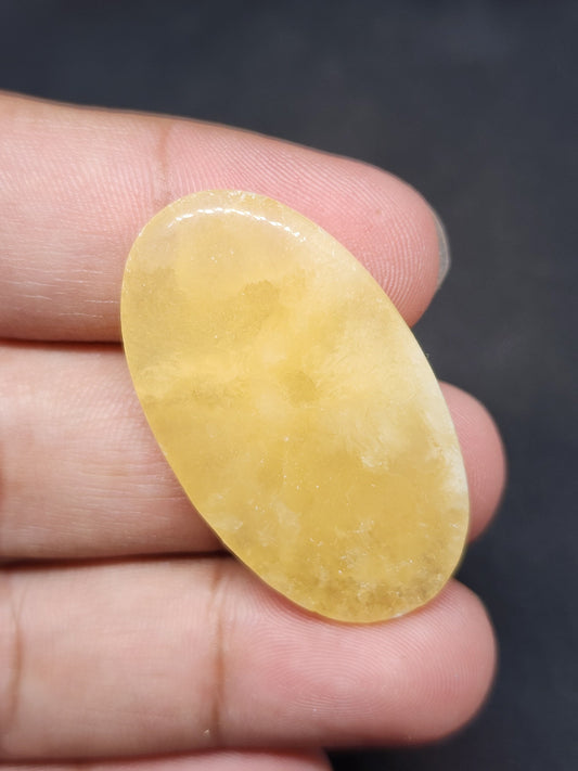 Yellow Calcite Gemstone, Oval Cabochon, Loose Stone