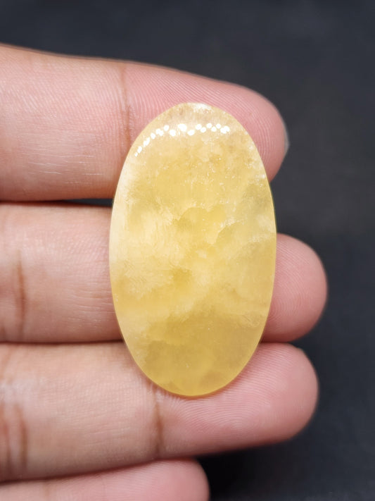 Yellow Calcite Gemstone, Oval Cabochon, Loose Stone