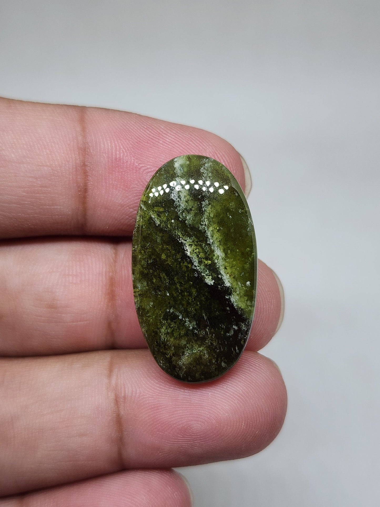 AAA Vesonite Cabochon, Oval Green Pendent Gemstone