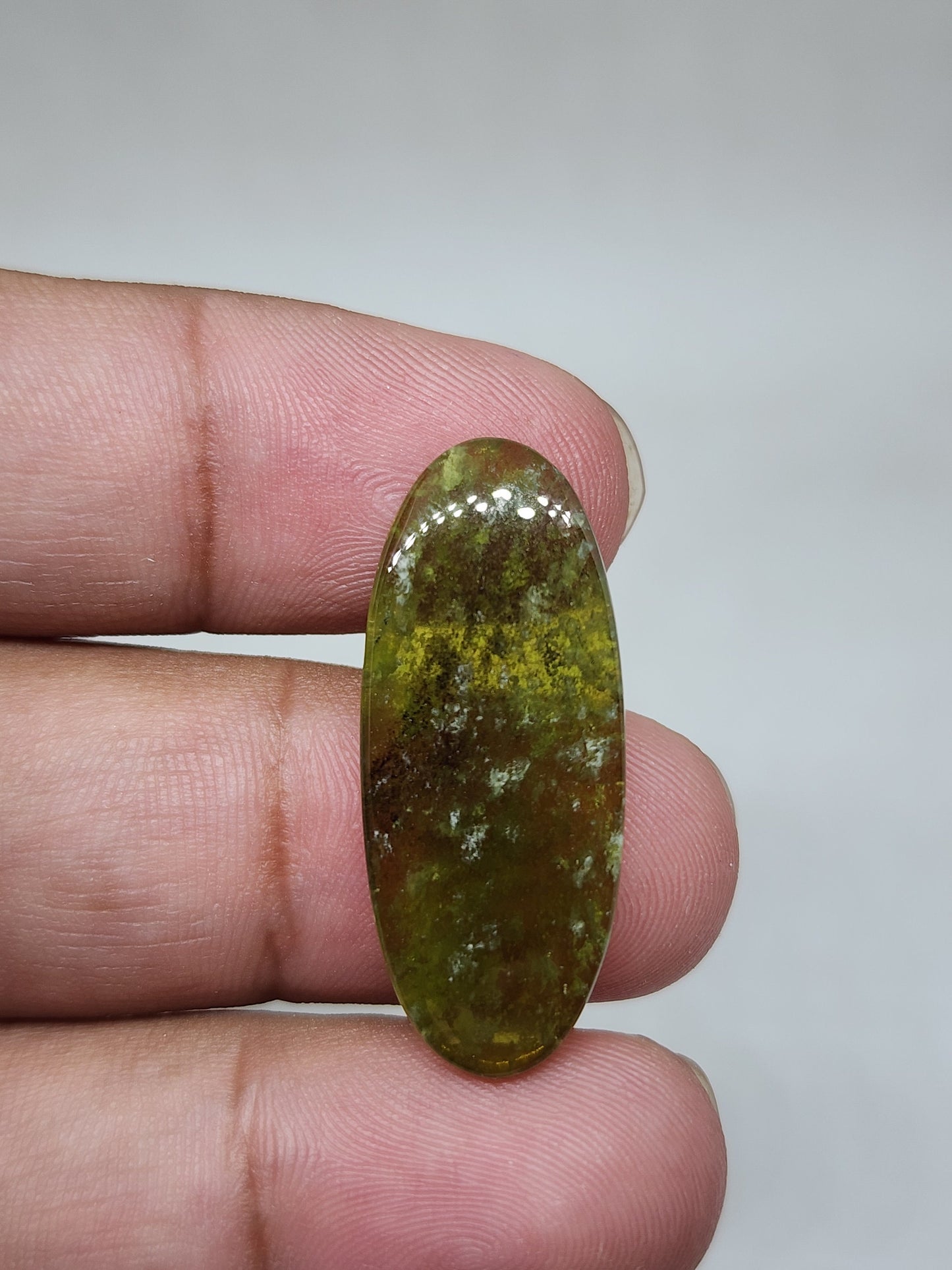 Oval Vesonite Cabochon, AAA Quality Gemstone (32 X 13 X 2mm)