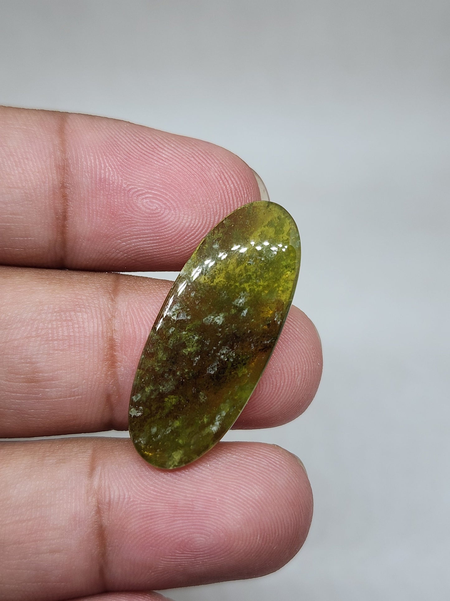 Oval Vesonite Cabochon, AAA Quality Gemstone (32 X 13 X 2mm)