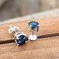 London Blue Topaz Silver Stud Earrings | Handmade December Birthstone Jewelry | Dainty Blue Gemstone Studs