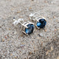 London Blue Topaz Silver Stud Earrings | Handmade December Birthstone Jewelry | Dainty Blue Gemstone Studs