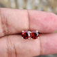 Garnet Stud Earrings Sterling Silver 925 | January Birthstone Jewelry | Red Gemstone Dainty Earrings Gift