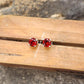 Garnet Stud Earrings Sterling Silver 925 | January Birthstone Jewelry | Red Gemstone Dainty Earrings Gift