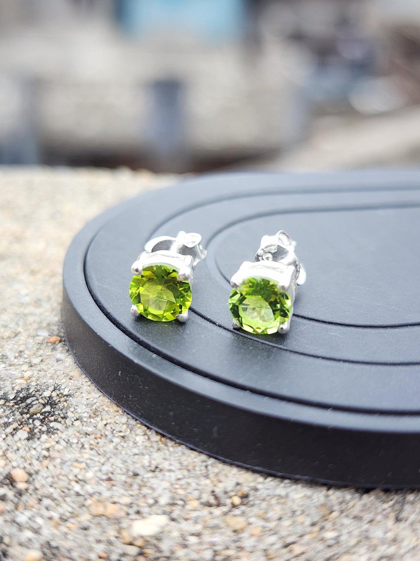 Natural Peridot Stud Earrings 925 Sterling Silver Green Gemstone Jewelry Gift