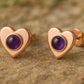 Sterling Silver Amethyst stone Stud Earrings: Minimalist Nature Jewelry