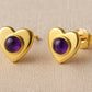 Sterling Silver Amethyst stone Stud Earrings: Minimalist Nature Jewelry