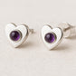 Sterling Silver Amethyst stone Stud Earrings: Minimalist Nature Jewelry