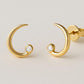 Crescent Moon Stud Earrings: Sterling Silver & Moissanite Crystal Dainty Jewelry