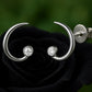 Crescent Moon Stud Earrings: Sterling Silver & Moissanite Crystal Dainty Jewelry