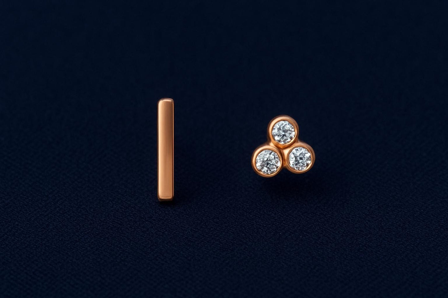 Minimalist Bar & Cluster Stud Earrings | Sterling Silver Dainty Mismatched Jewelry
