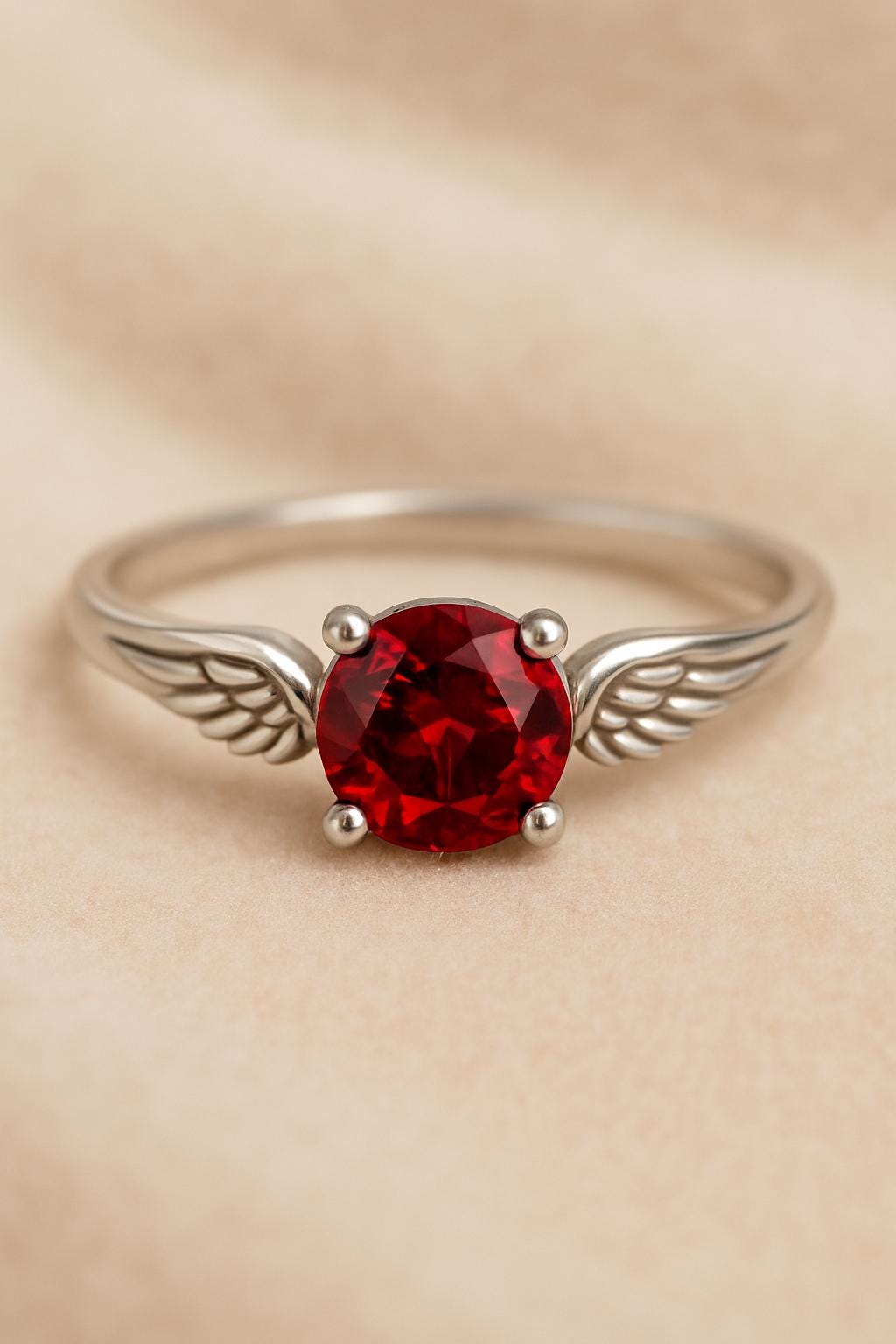 Dainty Garnet Ring: Handmade Sterling Silver 925 January Birthstone