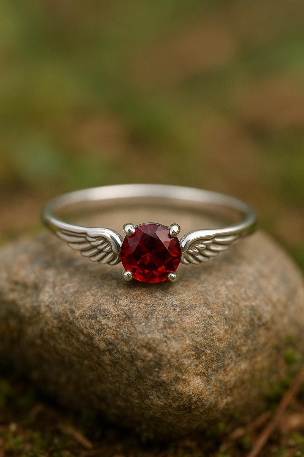 Dainty Garnet Ring: Handmade Sterling Silver 925 January Birthstone