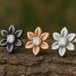 White CZ Flower Stud Earrings: Sterling Silver 925 Dainty Floral Jewelry