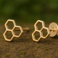 Honeycomb Stud Earrings in Sterling Silver 925  | Geometric Minimalist Jewelry for Women