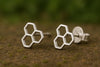 Honeycomb Stud Earrings in Sterling Silver 925  | Geometric Minimalist Jewelry for Women