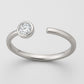 Dainty Sterling Silver Moissanite Ring - Adjustable Open Band Promise Ring