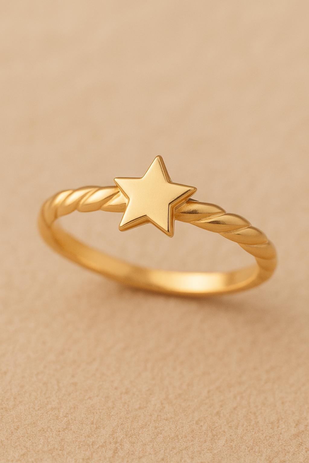 Sterling Silver Star Ring: Twisted Band Dainty Stacking Jewelry