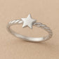 Sterling Silver Star Ring: Twisted Band Dainty Stacking Jewelry
