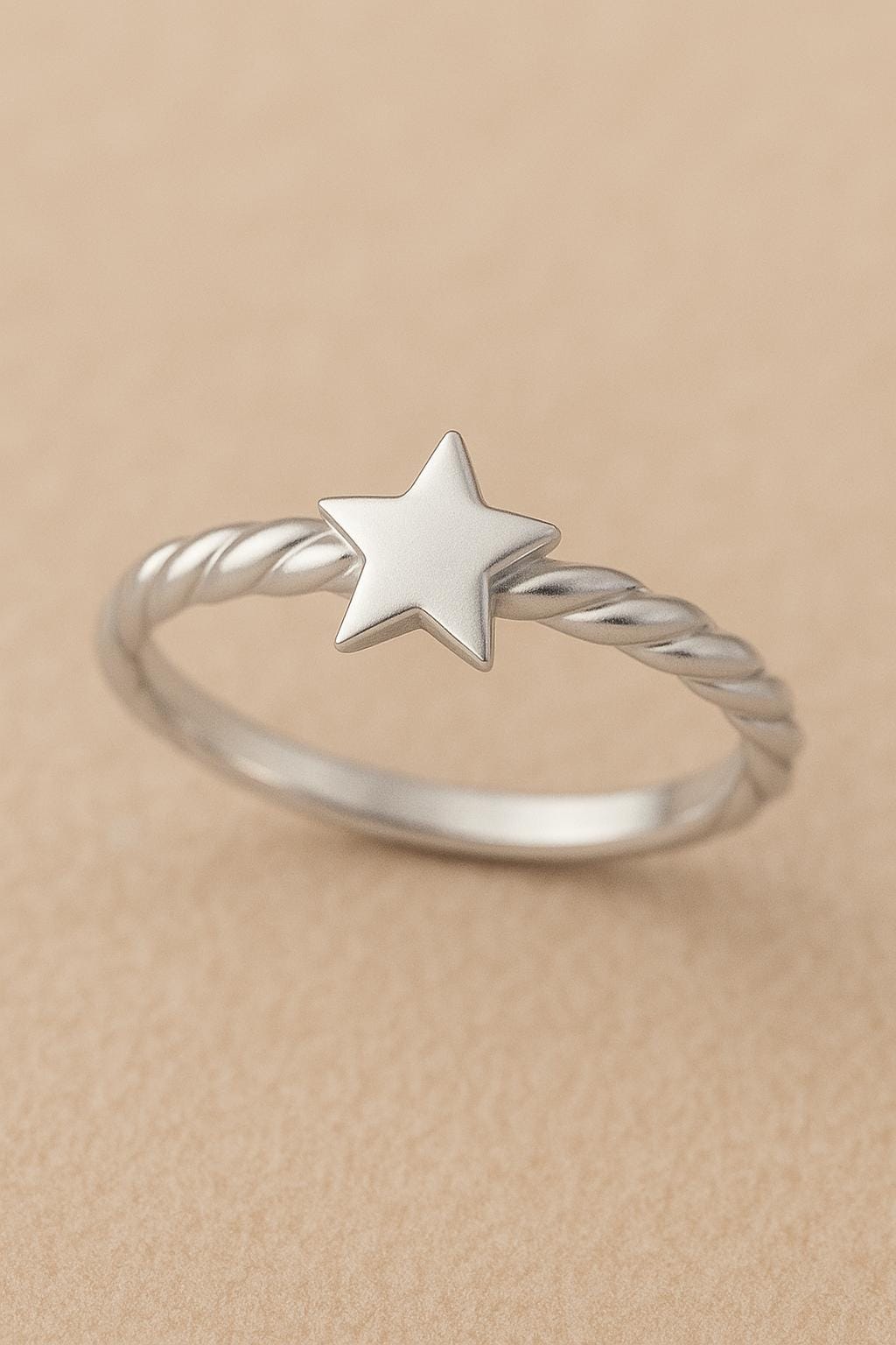 Sterling Silver Star Ring: Twisted Band Dainty Stacking Jewelry