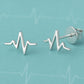 Sterling Silver Heartbeat Stud Earrings: Minimalist ECG Jewelry