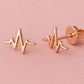 Sterling Silver Heartbeat Stud Earrings: Minimalist ECG Jewelry