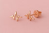 Sterling Silver Heartbeat Stud Earrings: Minimalist ECG Jewelry