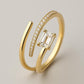Sterling Silver CZ Emerald Cut Bypass Ring: Adjustable Statement Jewelry