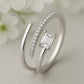 Sterling Silver CZ Emerald Cut Bypass Ring: Adjustable Statement Jewelry