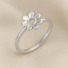 Sterling Silver Daisy Ring: Dainty Flower Band, Minimalist Jewelry