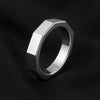 Sterling Silver Hexagon Ring | Geometric Flat Band | Minimalist Modern Unisex Jewelry