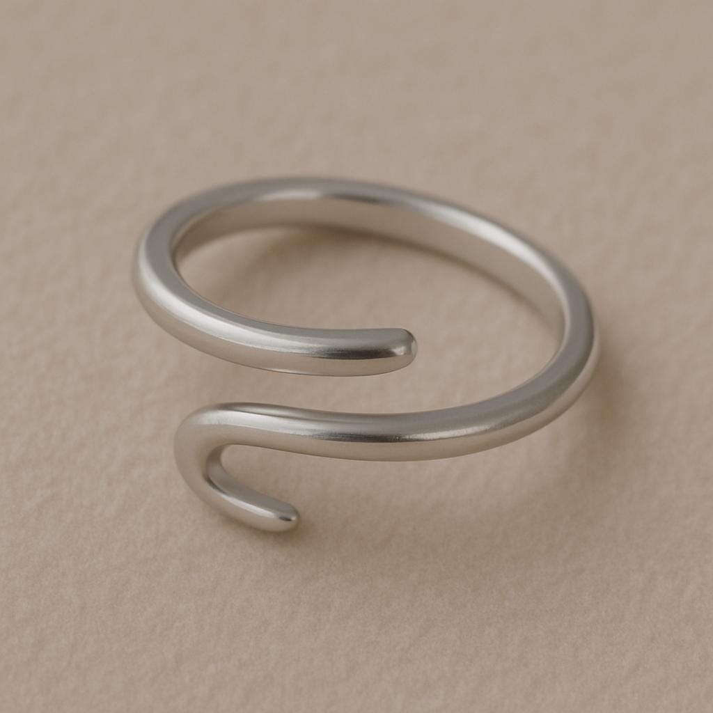 Sterling Silver Spiral Ring | Adjustable Open Wrap Band | Minimalist Gift Jewelry