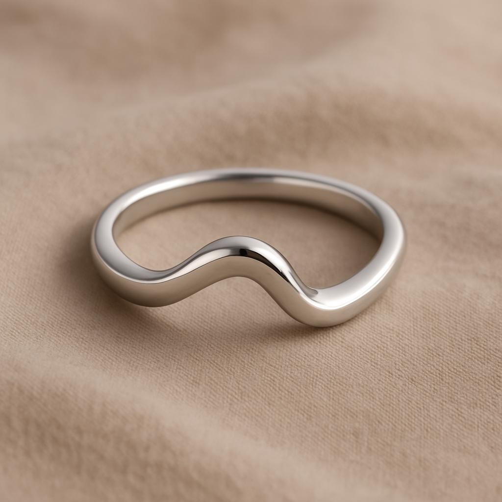Sterling Silver Wave Ring | Minimalist Curved Band | Modern Unisex Gift Jewelry