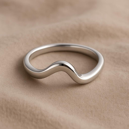 Sterling Silver Wave Ring | Minimalist Curved Band | Modern Unisex Gift Jewelry
