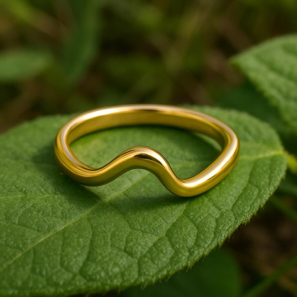 Sterling Silver Wave Ring | Minimalist Curved Band | Modern Unisex Gift Jewelry