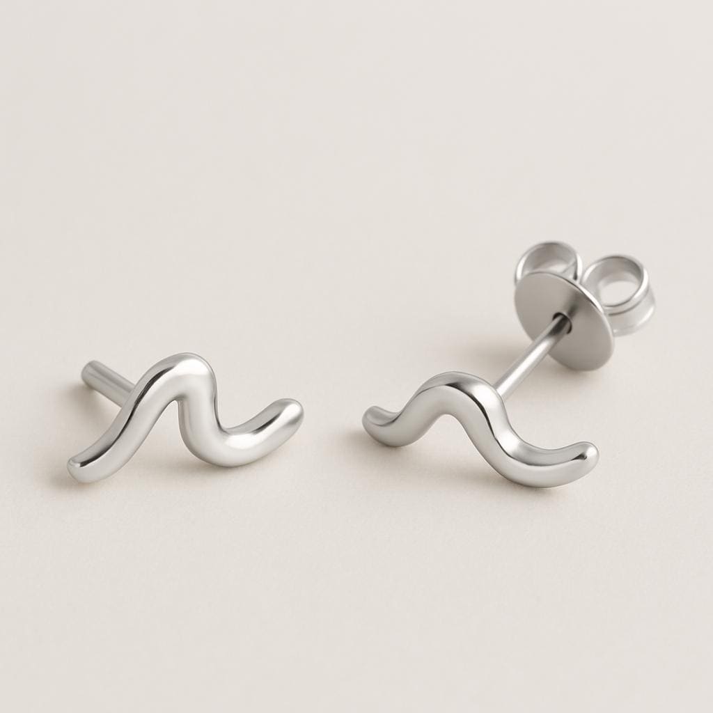 Sterling Silver Wave Stud Earrings: Minimalist Everyday Jewelry