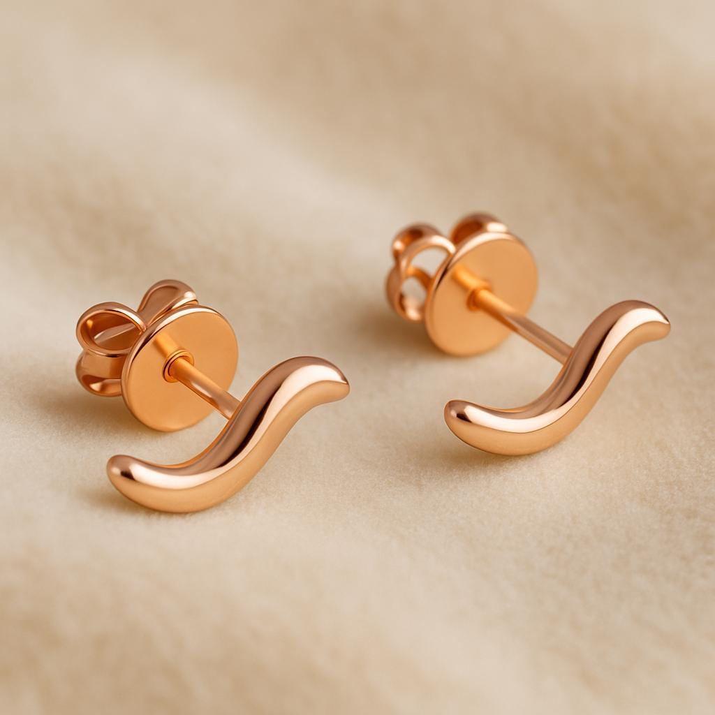 Sterling Silver Wave Stud Earrings: Minimalist Dainty Jewelry
