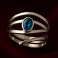Sterling Silver London Blue Topaz Ring – Oval Bezel Set Wrap Shank Modern Statement Jewelry